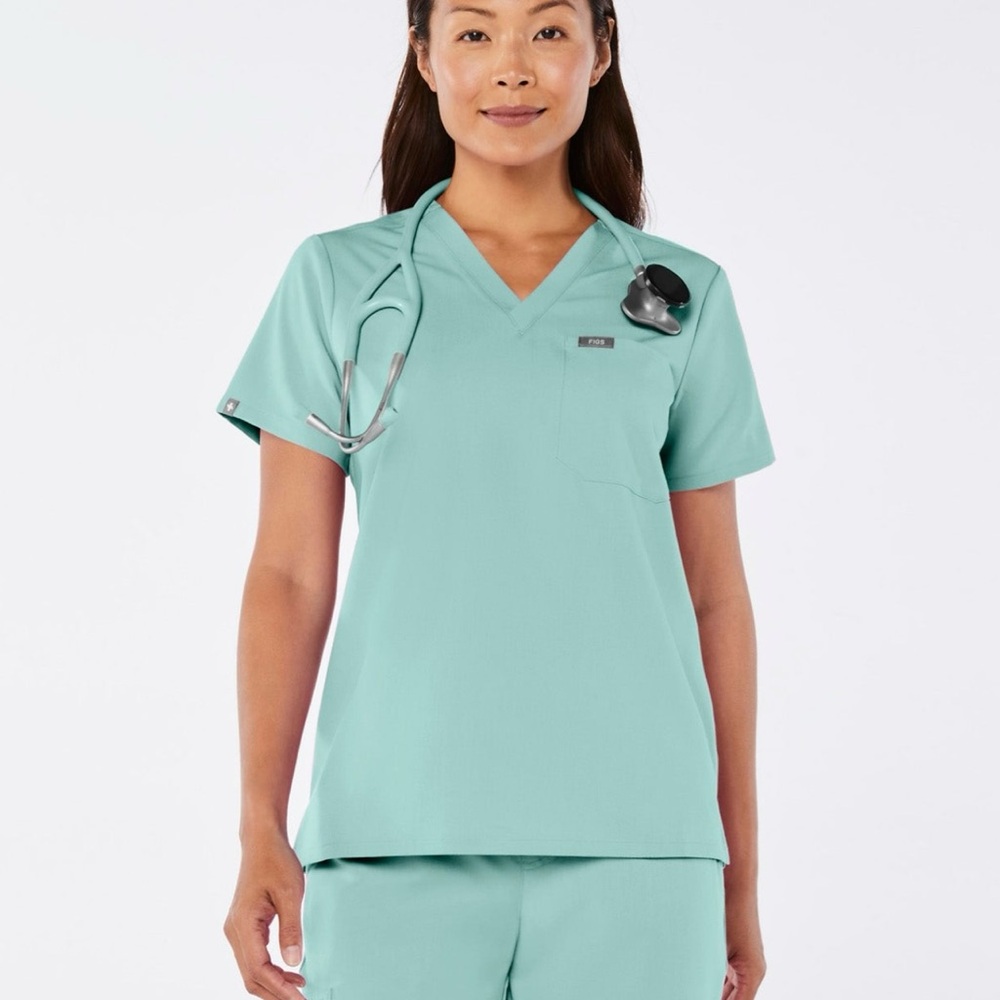 Figs Seaglass scrub top